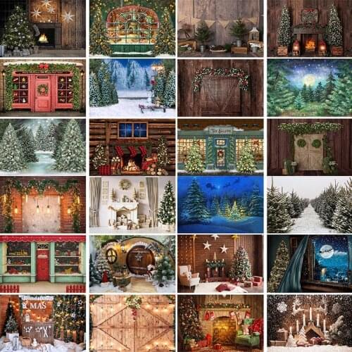 Photography Background Christmas Tree XMAS Forest Snow Moon Toy Store Children Portrait Decoration Backdrop Photo Studio Shoot