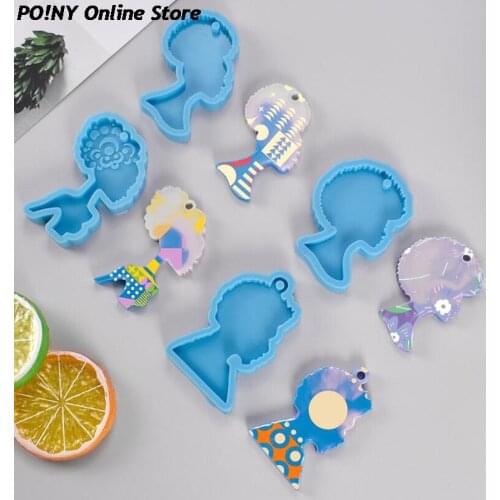 Afro Girl Keychain Resin Mold African Girl Molds Silicone Mould For DIY Afro Girls Shape Pendant Epoxy Craft
