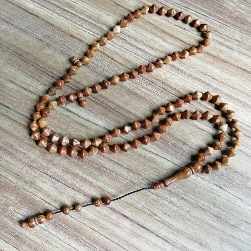Islam High Quality Muslim Rosary Beads 99 Allah Prayer Beads Natural Palm Fruit Kuka Tasbih Charm Bracelet 8x10mm 99beads