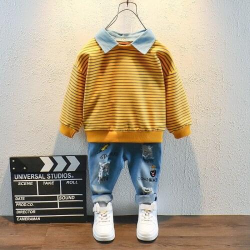 2020 baby boy clothes sets spring warm sports suit for boys fashion Stripes T-Shirt tops+pants 2pcs children tracksuit 2-6y