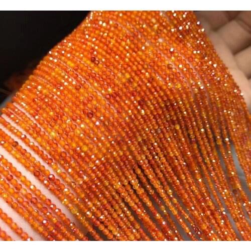 Red orange zircon round faceted 2/3mm 14" for DIY jewelry making loose beads FPPJ wholesale beads nature gem stone coral