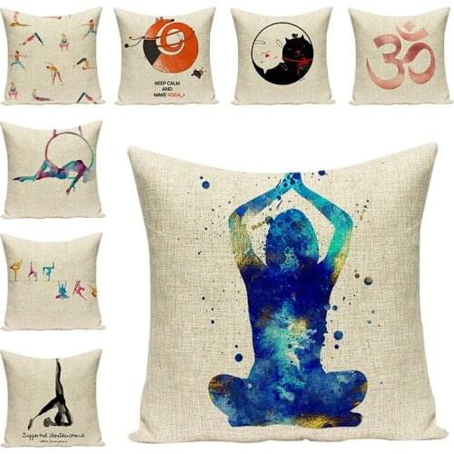 Linen Cushion Cover Beauty Fitness Decorative Pillow Case Sofa Rock Chair Office Car Seat Accessories Home Textile Decor 45*45cm