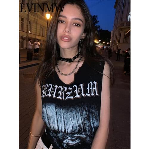 LVINMW Personalized Letter Print Gothic Casual Slim Vest Pattern Daily Goth Fashion Aesthetic Woman Tank Tops Summer Streetwear