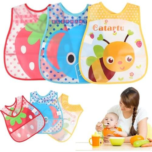 Baby Feeding Bibs Toddler Rice Pocket Adjustable Waterproof Wipeable EVA Cute Cartoon Animal Non-toxic Solid Feeding Accessories
