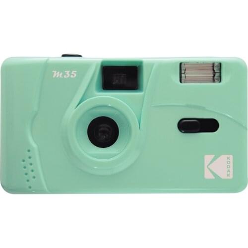 The new Kodak retro vintage M35 35mm reusable film camera yellow/classic blue/flame scarlet with flash function, reusable
