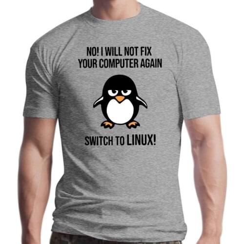 New Swith To Linux Angry Tux Penguin T Shirts Men Novelty Tops T Shirt Programmer Computer Developer Geek Nerd Tshirts