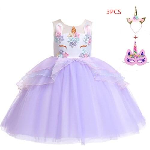 New girls princess lace fluffy dress unicorn European and American mesh yarn childrens dress
