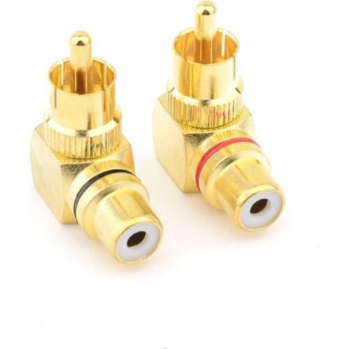 RCA Converter Right Angle 90 Degree Copper Adapter Male To Female Speaker Terminal Lotus Plug AV Audio Video Cable RCA Connector