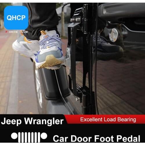 QHCP Car Door Hinge Pedal Anti-Slip Folding Stepping Ladder Peg Rest Doorstep Durable For Jeep Wrangler JL 2018-2021 Accessories
