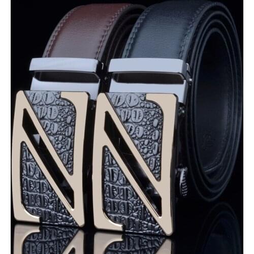 Big Z letter automatic buckle mens belt youth casual automatic buckle belt mens leather business pants belt mens authentic