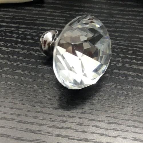 25-40mm Diamond Shape Design Crystal Glass Knobs Cupboard Drawer Pull Kitchen Cabinet Door Wardrobe Handles Hardware