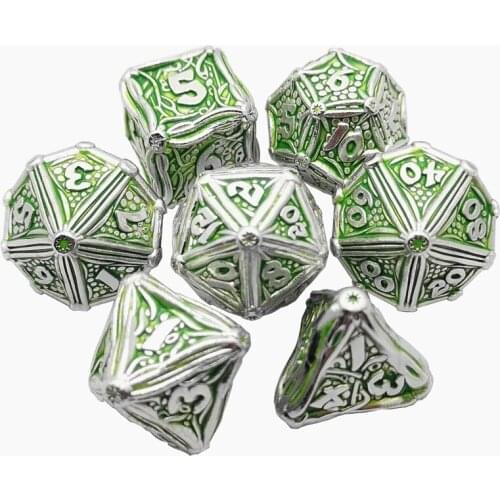 RXBC 7pcs Heavy Duty Metal Dice Set Solid Polyhedral RPG Role Playing Game Dice Set