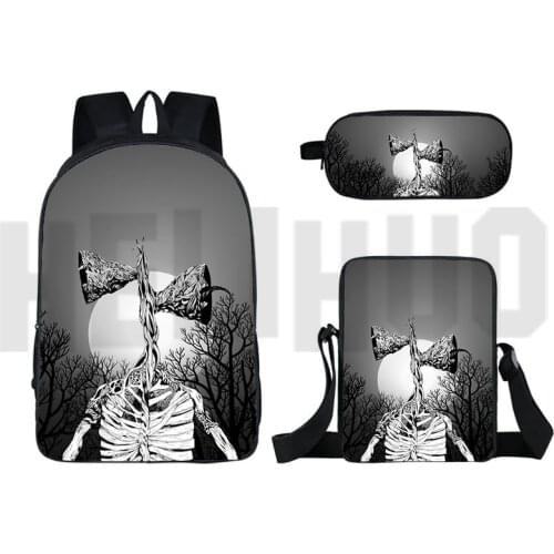 Anime 3D Daily Knapsack Siren Head Rucksack Teens Unisex Laptop Bag for School 3 Pcs Set 16 Inch Bags Pencil Case Shoulder Bag