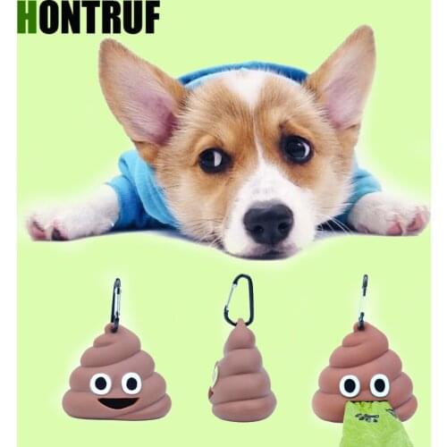 Stool-shaped Silicone Pet Garbage Bag Dispenser Cat and dog Hang-out Buckle Portable Pet Toilet Bag Storage Box