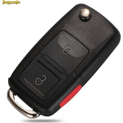 Jingyuqin Flip Folding Remote Car Key Fob Shell For Volkswagen Vw Jetta Golf Passat 2+1 Panic/3 Button Key Replacement