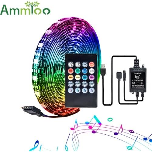 LED Night Light Strip String DC5V USB Sound Sensor Music LED Strip USB LED strip light lamp SMD 5050 Backlight for TV PC Laptop