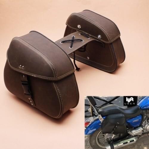 Universal Fit 1pair Motorcycle Motorbike Retro Vintage Durable PU Leather Saddlebags Saddle Bags Pouch For Harley Honda Suzuki