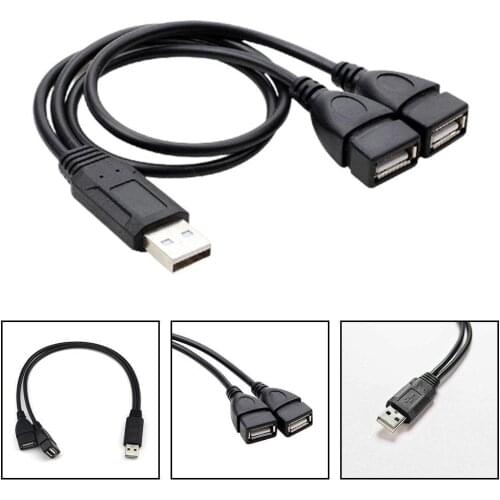 USB 2.0 male to 2 Dual USB Female Data Hub Power Adapter Charging Cord USB Splitter Cable Power Extension Cable I7Q1