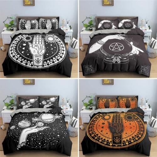 Bohemian Style Bedding Set Comforter Cover Palm Flower Duvet Cover Set Mandala Pattern Quilt Cover King Queen Bedclothes