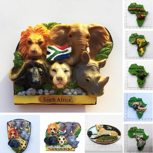 South Africa 3D Animal Tourist Souvenirs Fridge Magnet Refrigerator Sticker Africas Big Five Resin Painted Crafts Gift Idea
