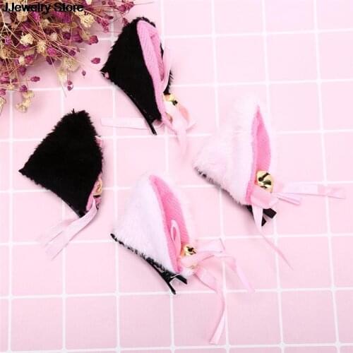 Cat Ears With Bell Hair Clip Cosplay Party Fox Long Fur Costume Hair Clip Halloween Gift Hair Accessory New