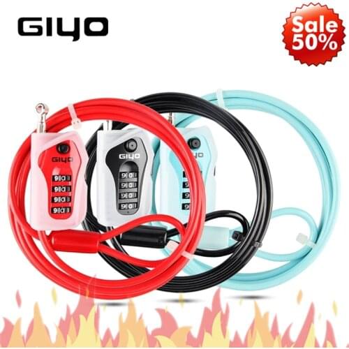 GIYO Bicycle Cable Lock Ski board Motorcycle MTB Road Bike Lock Anti-Theft Combination 4 Digit Code Helmet Wire Lock For Bicycle