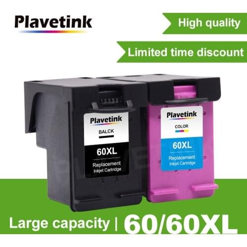 Plavetink 60XL Refilled Ink Cartridges Replacement for HP 60 XL for Deskjet D2530 D2545 F2430 F4224 F4440 F4480 ENVY120 printer