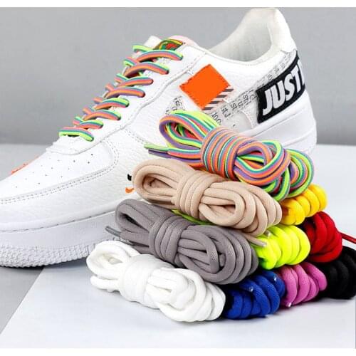 1 Pair Round Shoelaces Solid Rainbow Shoe Laces Casual Sneakers Men and Women Martin Boot Cotton Shoelaces 14 Colors