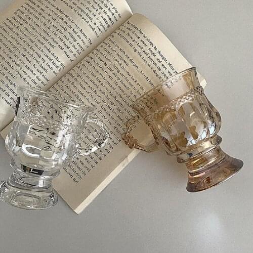 1pc 125ml Mini Vintage Tea Cup Breakfast Milk Handgrip Cup Romantic Coffee Mug Juice Glass Drinkware Cup 9x11cm