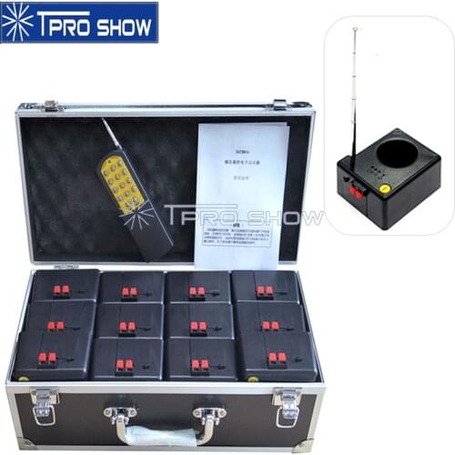 12Pcs Weddings Fireworks Control System Cold Fountain Launcher Party Stage Effect 14 Key Controller Antenna Cues Base 1 Flycase