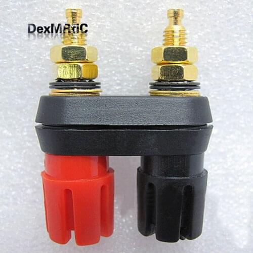 2 pcs High quality Banana connector Gold-plated copper Banana plug sockets Red and black Siamese Union Terminal