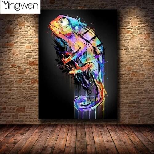 5D Photo Diamond Painting Abstract Colorful Animal Chameleon Mysterious Box Mosaic Home Decor Handmade Full Diamond Embroidery