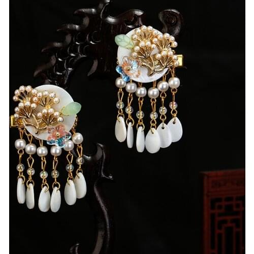 Antiquity hair accessories headdress Han Chinese clothing accessorie hairpin girl fresh shell cat eye for beautiful jewelry clip