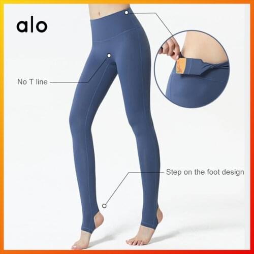 Alo Yoga Womens Leggings Four-color No T-line Inner Pocket Yoga Pants Fitness Shaping Exercise Step Foot Pants CK20-556