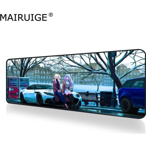 Cute Dog with Plant Large Gaming Mouse Pad Computer Table MousePad Locking Edge Rubber Gamer Big Desk Mat 80x30cm/90x40cm