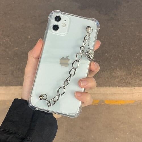 Wrist Strap Crystal butterfly Chain Case For Samsung Note20Plus S20Plus Note10Lite S10Lite 20 Anti-fall Transparent Phone Cases