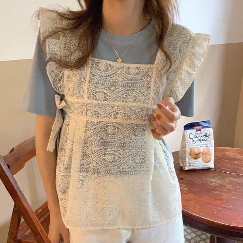 Alien Kitty Casual Chic Femme Hot Tee With Sweet Lace Vest 2021 New Loose Summer Vintage All Match Fashion Women Tops T-shirts