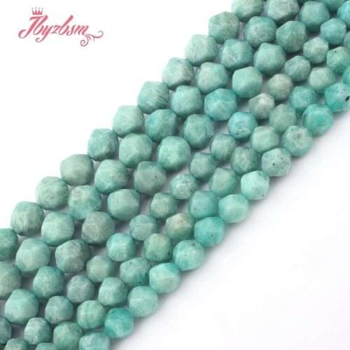 8mm 10mm Faceted Green Amazonite Beads Natural Stone Beads For DIY Necklace Bracelets Jewelry Making Strand 15",Free Shipping