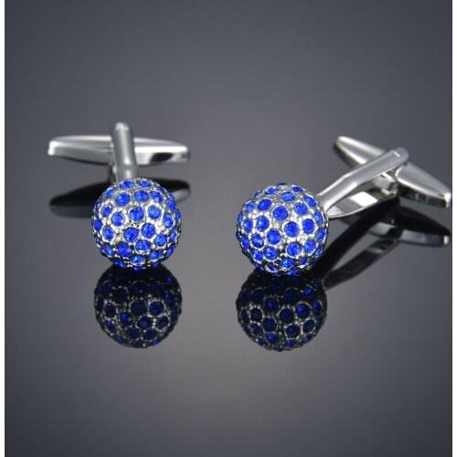 Crystal series blue crystal ball Cufflinks French long sleeve shirt with studs and Cufflinks