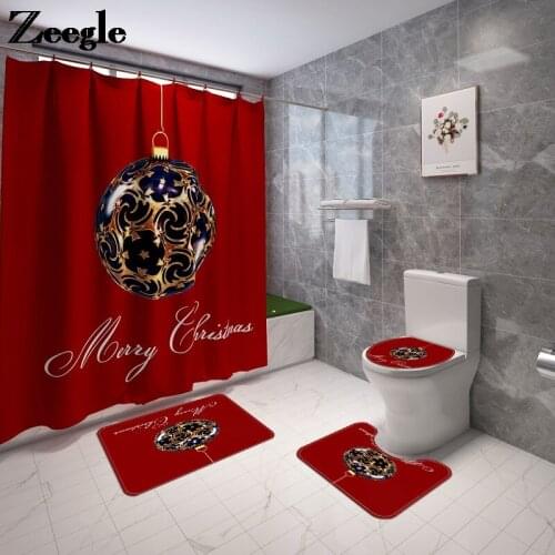 Christmas Style Bathroom Carpet Rug Home Decor Toilet Carpet Set Anti-slip Floor Mat for Bathroom Absorbent Carpet Toilet Mat