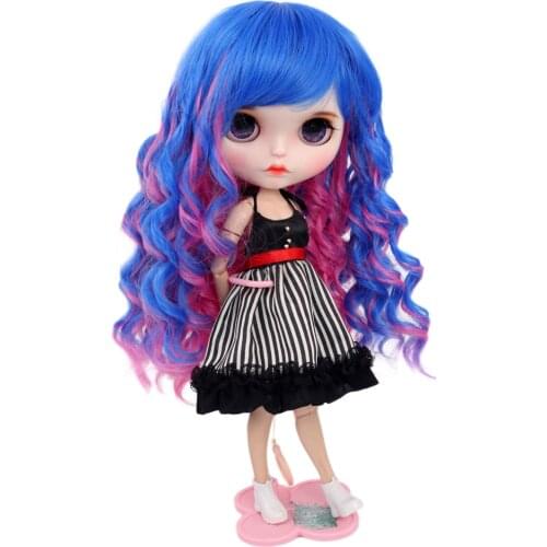 Doll accessories Fashion doll hair 25cm head size blue purple Doll Wig very high temperature fiber wigs for BJD/Blyth Dolls