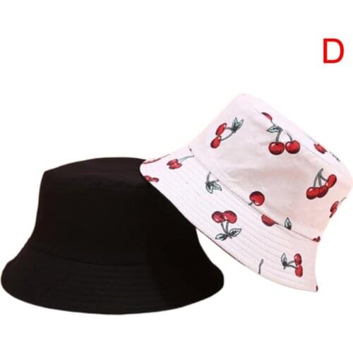 Summer Two Side Reversible Fruit Pineapple Watermelon Lemon Cherry Bucket Hat For Men Women Fisherman Hat Panama Bob Hat