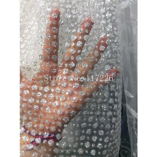 Top selling JRB-91209 african net Lace fabric nigerian french fabric with glitter high quality in white color