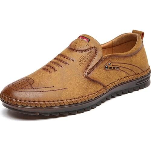 Genuine Leather High Quality Mens Loafers Slip on Casual Mens Flat Sneakers Rubber Mens Casual Shoes