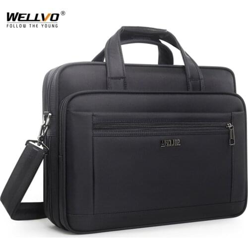 Mens Briefcase Male 15.6 17 19 Inch Laptop Bags Business Travel Handbags Waterproof Oxford Briefcases Adjustable Bag XA943ZC