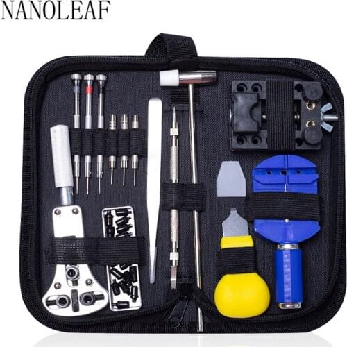 Watch Repair Tools Set Professional Wristwatch Battery Band Link Pin Replacement Kits with Carrying Bag and Instruction Manual
