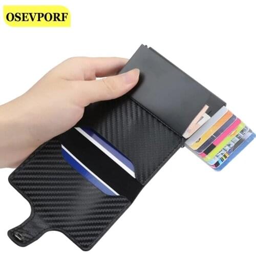 New Business Credit Cards Holder Wallet Men Women Metal RFID Vintage Aluminium Bags Crazy Horse PU Leather Bank Cardholder Cases