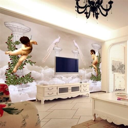 Beibehang wall paper papel de parede European medieval backdrop stereoscopic 3D angel wall papers home decor manchester city