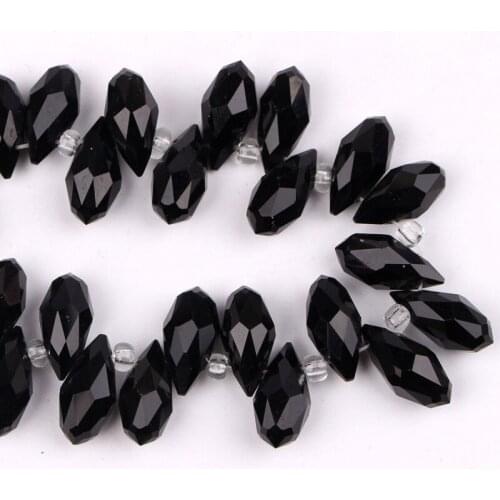 Wholesale 500pcs 6x12cm Black Crystal Teardrop Beads Jewelry Making Decorative Glass DIY Beads Material Crystal WaterDrop Beads