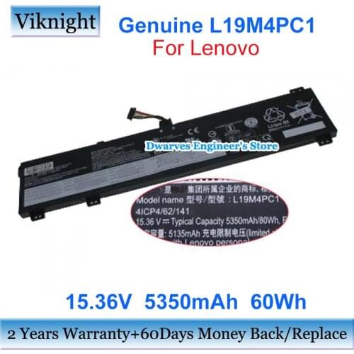 Genuine 15.36V L19M4PC1 Battery For Lenovo Legion 5 15ARH05 R7000 Y7000 Y7000-15 Y7000P Laptop Batteries L19C4PC1 L19C4PC2 60Wh